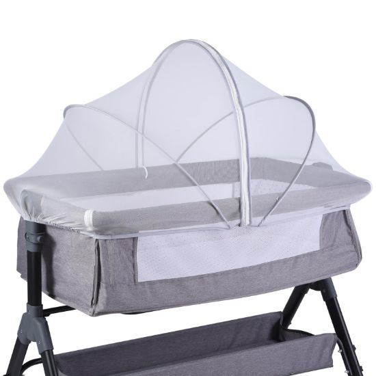 Picture of KALYVON Portable Bassinet Cover for Cats & 2-Way Zipper, Bassinet Mosquito Net Cover, Breathable Bassinet Net Cover, Mosquito Net for Baby Crib to Keep Cats/Bugs Out (White)