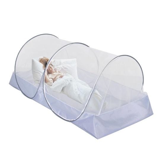Picture of CMINGJ Portable Mosquito Net Foldable Pop-Up Travel Mosquito Net for Bed Free Installation-Suitable for Baby Adults Bedroom, Camping, nap, Patio (Large-Side Zipper(White net))