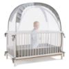 Picture of Lazyzzzz Crib Tent, Pop Up Mosquito Crib Net with Double Zipper Self-Locked,1200 Holes/Inch Mesh to Keep Baby from Climbing Out, Portable Easy Install Mosquito Net 55" L x 27" W x 51" H Grey
