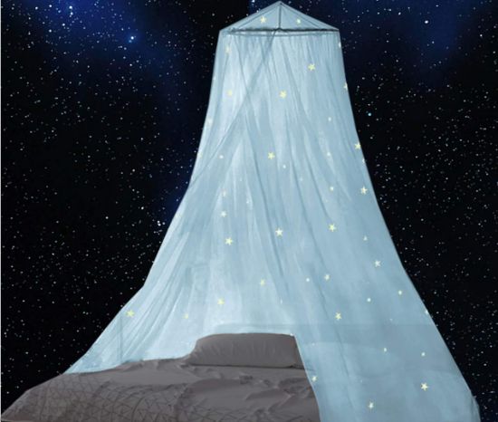 Picture of BCBYou Baby Canopy Mosquito Net with Fluorescent Stars, Glow in Dark for Kids, Adults & Full Size Bed (Light Blue)