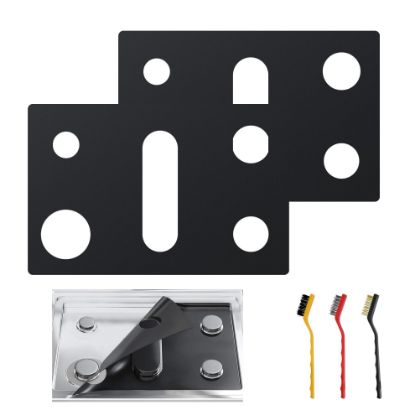 Picture of Stove Top Protector for GE Gas Range - 2 Pcs 30Inch 5 Burner Reusable Splatter & Spill Guard Liner Only Compatible with Model JGBS86SPSS JGBS86EPES Bonus 3 Cleaning Brushes