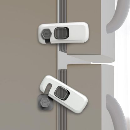 Picture of Heart of Tafiti 5 Pack Fridge Lock, Child Proof Refrigerator Lock, French Fridge Door Latches, Baby Safety Locks for Cabinet, Cupboard, Drawers, Oven, Closet, Strong Adhesive-Easy to Install, Grey