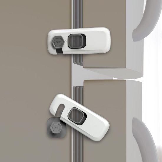 Picture of Heart of Tafiti 5 Pack Fridge Lock, Child Proof Refrigerator Lock, French Fridge Door Latches, Baby Safety Locks for Cabinet, Cupboard, Drawers, Oven, Closet, Strong Adhesive-Easy to Install, Grey