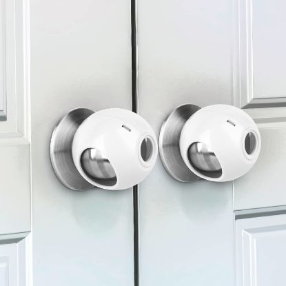Picture of GRENFU Child Proof Door Knob Covers 6-Pack Universal Fit Baby Proof Door Knob Covers Prevents Toddlers from Opening Doors, Easy 1-Hand Use for Adults Door Knob Child Proof Cover Child Door Locks