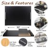 Picture of 30"x22" Noodle Board Stove Cover for Electric & Gas Stoves, Natural Bamboo Ranges Stovetop Cover for Extra Counter Space, Also Sink Cover & Serving Tray (Black)