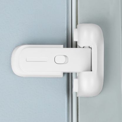 Picture of CLYMENE Refrigerator Fridge Freezer Door Lock for Kids, Child Proof Refrigerator Latch Lock to Keep Door Closed, No Tools Required and Easy Installation (White)