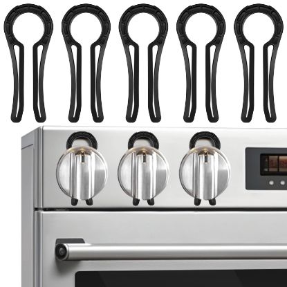Picture of YTDSUP Locks for Gas Stove knobs (5 Pack), Gas Stove Knob Locks for Child Safety, Child Proof Oven Knob Locks, Oven Knob Safety, Upgraded - Black