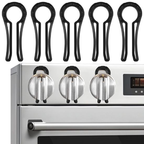 Picture of YTDSUP Locks for Gas Stove knobs (5 Pack), Gas Stove Knob Locks for Child Safety, Child Proof Oven Knob Locks, Oven Knob Safety, Upgraded - Black