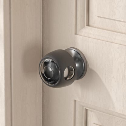 Picture of SAFELON 4 Pcs Transparent Safety Door Knob Covers for Toddler, Childproof Door Locks, Easy to Install (Clear-Black)