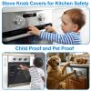 Picture of YEWROXY Stove Knob Covers for Child Safety - 5-Pack Heat-Resistant Oven Lock Knob Covers with Heat Alert Stickers, Baby and Pets Proofing Guards for Gas & Electric Stoves(Clear)