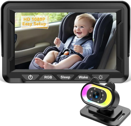 Picture of Wkzay HD 1080P Auto Night Vision Baby Car Camera: 3-Min Easy Install Without Tools - 150 Wide Angle Backseat Camera with Adjustable LED Light for Infants & Newborns