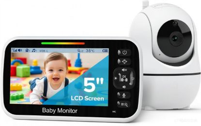 Picture of GoodBaby 5" Baby Monitor with Camera and Audio, No WiFi Secure Camera, 30-Hour Battery, Remote PTZ, Auto Night Vision, Room Temperature, Two-Way AudioLullabies960 ft Range