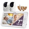 Picture of Comfyer BM01 7" HD Split-Screen Baby Monitor with 2 1080P Cameras, 48 Hrs 6000mAh Battery Runs 2 Days in VOX Mode, No WiFi Monitor with a Flexible Bracket, 2 Way Audio, Remote PTZ, Auto Night Vision