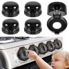 Picture of 5-Pack Stove Knob Covers for Child Safety - Universal Size Gas Stove Knob Covers with Adhesive, Heat-Resistant Baby Proof Stove Knob Covers, Dual-Key Oven Knob Covers for Child Safety and Pet (Black)