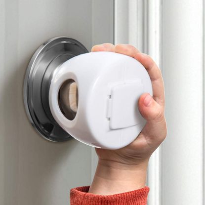 Picture of Door Knob Safety Cover for Kids, Child Proof Door Knob Covers, Baby Safety Door knob Handle Cover Lockable Design (4 Pack)