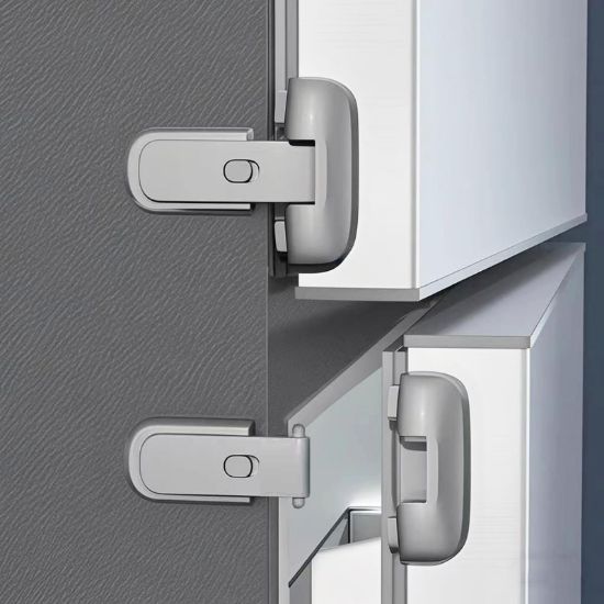 Picture of 2 Pack Refrigerator Lock for Kids with Adhesive, Child Proof Fridge Locks to Keep Door Closed, RV Refrigerator Door Latch, Freezer Door Lock for Toddlers Dogs and Cats, Easy Installation