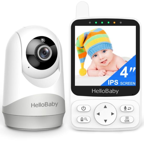 Picture of HelloBaby No WiFi Baby Monitor with Voice-Activated Night Vision,4" IPS Camera and Audio, 2-Way Talk and PTZ, 26H Battery and 1000ft Range, Portable for Nursery and Travel