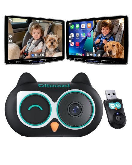 Picture of OTTOCAST Baby Car Camera &Wireless CarPlay Adapter,1080P HD Rear Seat Monitor Display on Car Screen,150Wide Angle No-Glow Night View, Safety for Kids & Infants