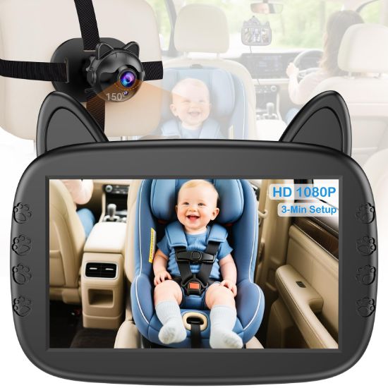 Picture of 3-Min Easy Install HD 1080P Baby Car Camera: Clear Night Vision Automatic Switching - 150 Wide View Car Seat Camera with Anti-Glare Display for Kids & Infants