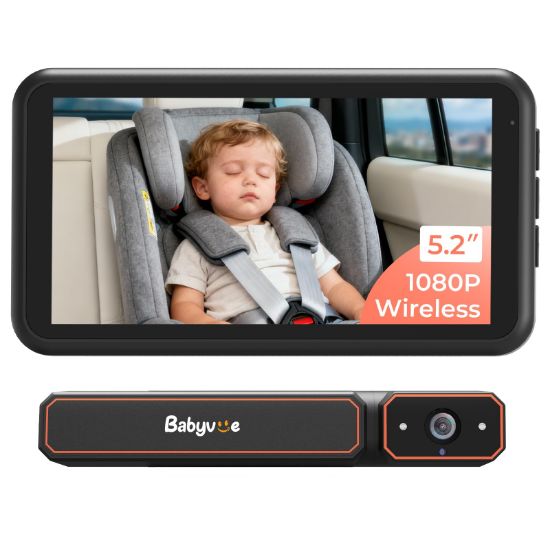 Picture of Babyvue BV6 Wireless Baby Car Camera Fast Setup, HD1080P No Wiring Car Baby Monitor with Auto IR Night Vision, 5.2" Display Backseat Camera 3X Zoom for Kids