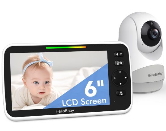 Picture of HelloBaby 6IPS Large Screen, Video Baby Monitor with Upgraded 4000mAh Battery, 2-Way Talk, Night Vision, Pan-Tilt-Zoom, No WiFi, ECO Mode