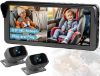 Picture of Dual Baby Car Camera for 2 Kids - 6.9 Split Screen Ultrawide HD Display with 2 Cameras, IR Night Vision, Easy Installation, Dual Car Camera Baby Monitor for Infant & Toddler Safety by Fodkh