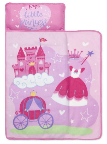 Picture of Baby Boom Funhouse Little Princess Kids Nap Mat Set - Includes Pillow and Fleece Blanket - Great for Girls Napping during Daycare or Preschool - Fits Toddlers, Pink