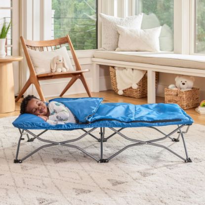 Picture of Regalo My Cot Deluxe Portable Toddler Bed, Indoor/Outdoor Kids Nap Cot with Sleeping Bag & Pillow, Lightweight Folding Travel Design for Home, Daycare, Camping & Sleepovers, Ages 2-5