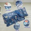 Picture of Cotton Toddler Nap Mat with Zipper,Detachable Minky Blanket and Removable Pillow,Soft Slumber Bags for Boys,Kids Sleeping Bag for Daycare Preschool Kindergarten,Dinosaur Navy Blue