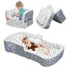 Picture of Toddler Travel Bed, Portable Toddler Bed & Chair 2-in-1 - Convertible Travel Crib with Storage Pockets, Built-waterproof Oxford Cloth, Easy,Washable Covers,Soft Dutch Velvet (Stars Pattern)