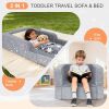 Picture of Portable Toddler Travel Bed, 2 in 1 Foldable Toddler Bed Sofa Chair, Soft Baby Kids Travel Floor Beds with Washable Cover, Blanket, Safety Foam Raised Bumper for Camping Hotel Grandmas House Sleeping