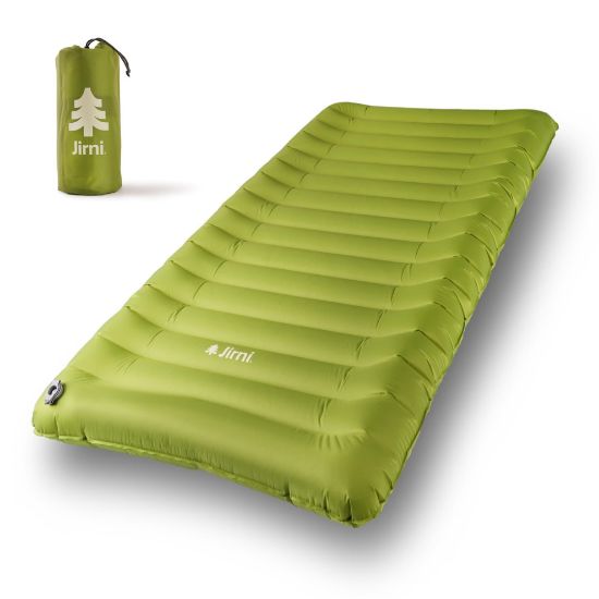 Picture of Jirni Inflatable Toddler Travel Bed with Pump Sack - Ultralight Toddler Air Mattress, Ripstop Nylon Construction, Compact Portable Sleeping Pad for Travel & Camping