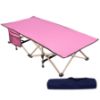 Picture of REDCAMP Extra Long Kids Cot for Sleeping 2-7 Years, Portable Travel Toddler Cot Bed with Carry Bag, Lightweight for Outdoor Indoor Home, Pink 53''x26''