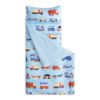 Picture of Wake In Cloud - Toddler Nap Mat with Pillow and Minky Fleece Blanket, for Kids Boys Girls in Daycare Preschool Kindergarten, Roll Up Sleeping Bag, Car Airplane Blue, Standard Size