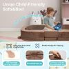 Picture of Toddler Travel Bed,Foldable&Portable Baby Cot for Kids with Removable Pillow,200GSM Dutch Fleece &28D High-Density Sponge,Bear-Shaped 2-in-1Design for Naps,Lounger,and Little Sofa at Home or Travel