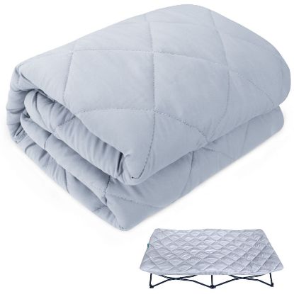 Picture of Sheet for Regalo My Cot Portable Toddler Bed, Joovy Travel Cot (Sheet Only, Bed not Included), Soft Child Travel Cot Padded Cover, Grey