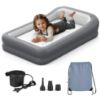 Picture of GloTika Toddler Travel Bed - Inflatable Kids Air Mattress with Surround Safety Bumpers & Soft Cotton Sheet, Portable 63" Rest Solution for Grandparents House, Camping or Transitioning