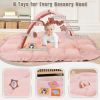 Picture of 5-in-1 Plush Baby Play Gym, Baby Play Mats, Convertible Baby Gym, Tummy time mat, 6 Sensory Toys, Activity Center, Ball Pit, Pink
