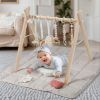 Picture of Mallify Wooden Baby Gym with 6 Gym Toys, Foldable Baby Play Gym, Natural Pine Wood Play Gym, Frame Activity Center Hanging Bar, Wooden Play Gym