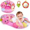 Picture of 2 in 1 Baby Tummy Time Mat & Support Seated Pillow Infant Newborn Toys 0 1 2 3 4 5 6 Months Pink Caterpillar Sensory Developmental Playmat 0-6 3-6 12 Month Mirror Babies Girls Shower Easter Gifts