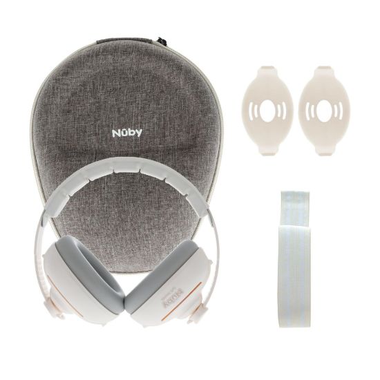 Picture of Nuby Soft Sounds 2-in-1 Noise-Canceling Baby Earmuffs with Travel Case - Adjustable Noise Protection for Infants and Toddlers - White
