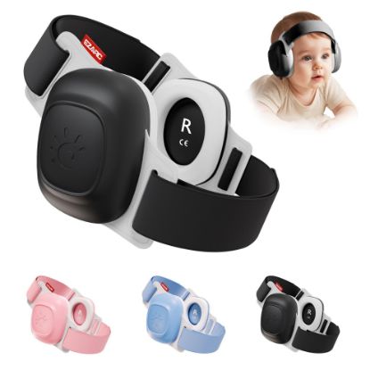 Picture of EZARC Baby Ear Muffs for Noise Protection - NRR 25dB Noise Cancelling Headphones for Newborns, Infants & Toddlers (3-48 Months), Adjustable Headband, Comfy Fit for Airplane, Concerts, Sleeping (Black)