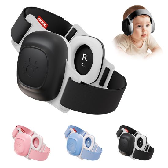 Picture of EZARC Baby Ear Muffs for Noise Protection - NRR 25dB Noise Cancelling Headphones for Newborns, Infants & Toddlers (3-48 Months), Adjustable Headband, Comfy Fit for Airplane, Concerts, Sleeping (Black)