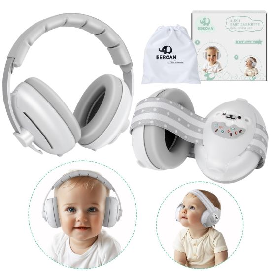 Picture of BEBOAN 2-in-1 Baby Ear Muffs Noise Protection for 0-36 Months, Noise Cancelling Headphones for Infant, Newborn Ear Protection for Airplane Travel, Toddler Sound Proof