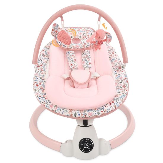 Picture of Baby Swing for Infants, Electric Baby Swing with Bluetooth, Portable Infant Swing with 5 Speeds, 10 Lullabies, 5-Point Harness & Remote Control, for Newborns Infants Indoor Outdoor Use (Pink)