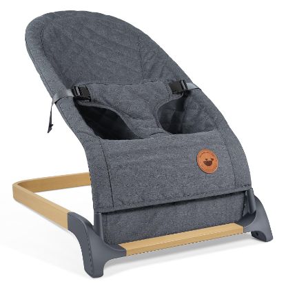 Picture of ANGELBLISS Baby Bouncer, Portable Bouncer Seat for Babies, Infants Bouncy Seat with Wood Grain Base, Natural Vibrations (Grey)