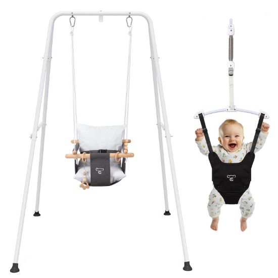 Picture of 2-in-1 Baby Jumper & Swing - Foldable Stand, Stable Toddler Swing Set for Indoor & Outdoor Use