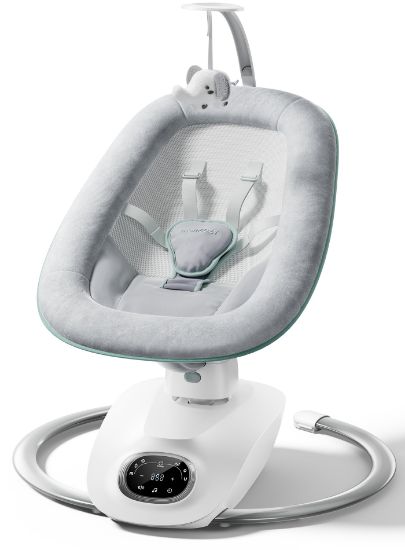 Picture of Momcozy CocoSway Electric Baby Swing for Infant, 180 Rotating Seat, 6 Parent-Like Sway Motions & 4 Speeds, Quiet Soothing, Remote Control, Machine-Washable Cover, Grey