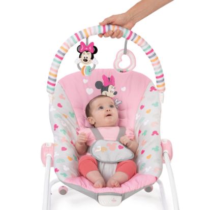 Picture of Bright Starts Disney Baby MINNIE MOUSE Infant to Toddler Rocker & Seat with Vibrations and Removable -Toy Bar, 0-30 Months Up to 40 lbs (Forever Besties)