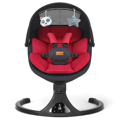 Picture of Baby Swings for Infants, Portable Baby Swing for Newborns with Bluetooth, Electric Infant Swing with 5 Speed Motions, 12 Soothing Melodies & Remote Control (Max 20 lbs, Red)